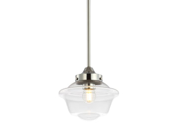 Kurtz School House Adjustable Drop Metal/Glass LED Pendant - JONATHAN Y
